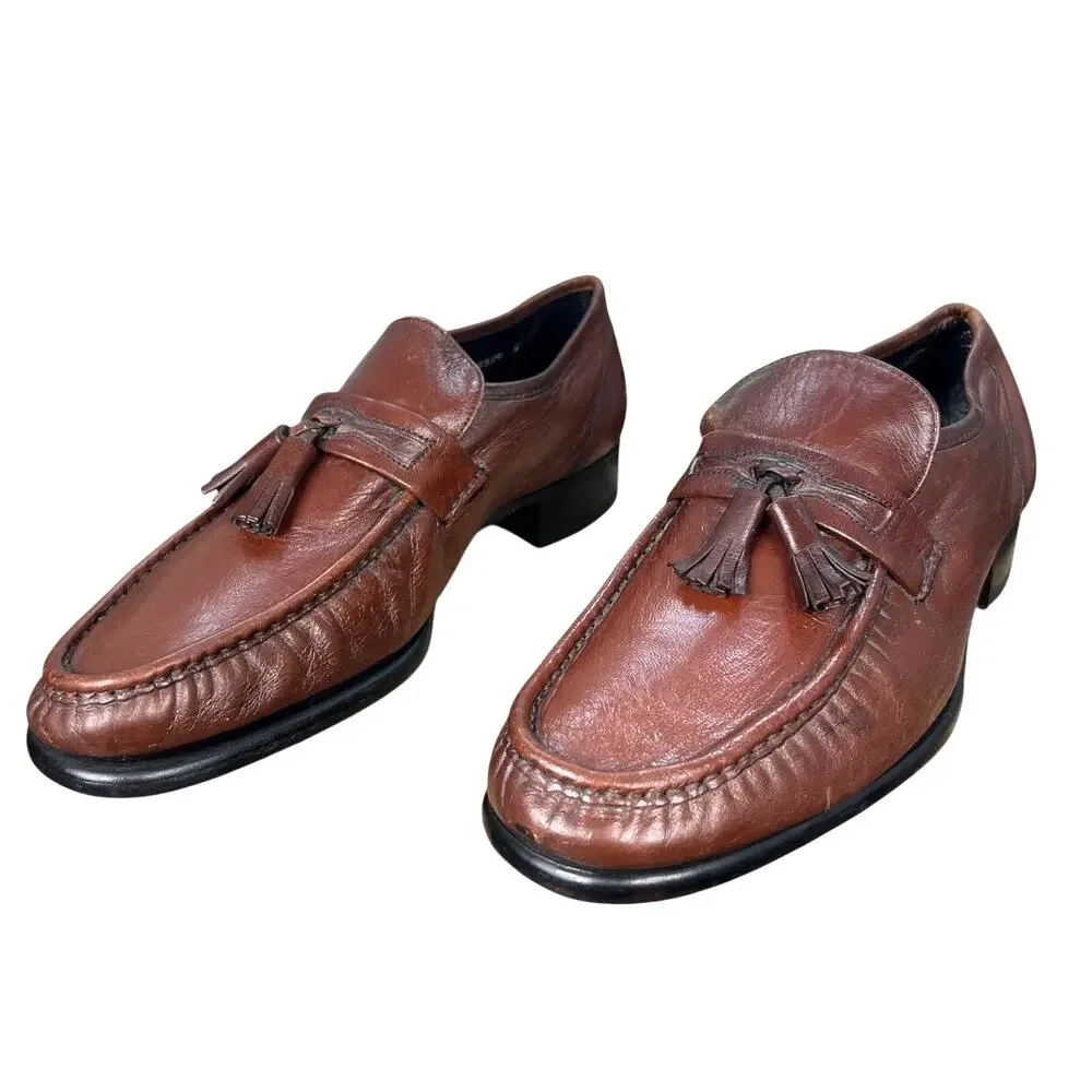 Vintage Florsheim Men’s Pisa Brown Leather Tassel Loafers Size US 10 D